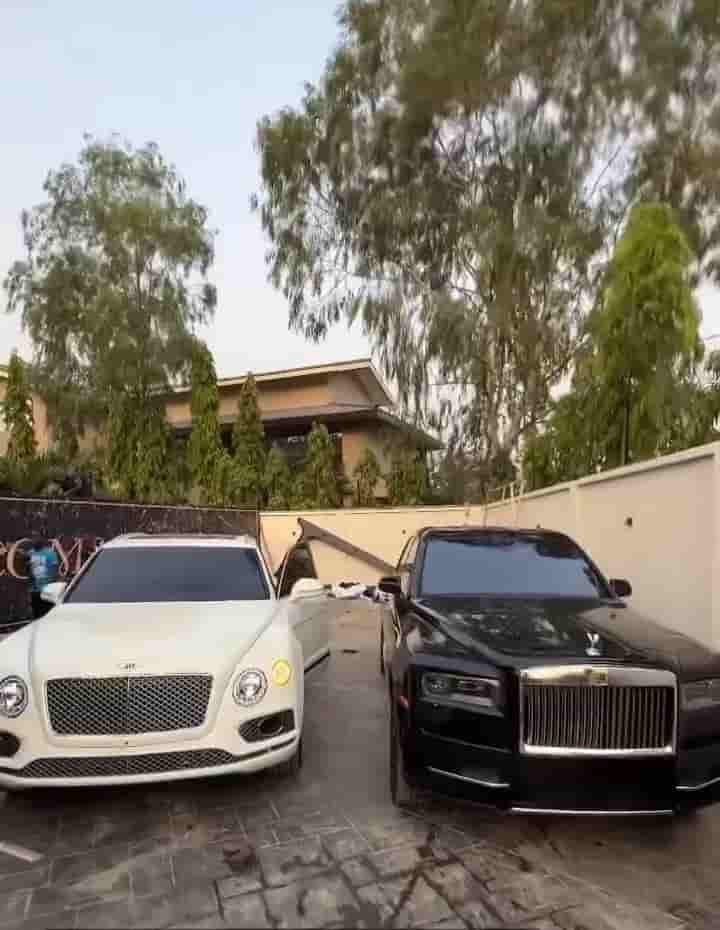 Davido car park inside his new mansion Banana Island