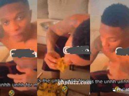 Drama as Wizkid Removes his shirt to Consume Big Plate of food (Video)