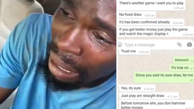 Man in tears after loosing People's ₵11,200 to Bet Company